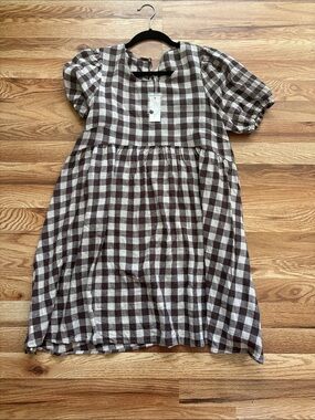 Brand new with tags Rylee + Cru "Naomi Dress" in Brown/Natural Gingham